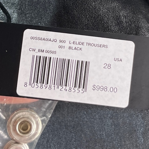 NWT $998 Diesel 'L-Elide' Leather Pants w/ Zipper-Detail in Black Sz 28 - Picture 5 of 11